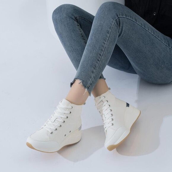 Canvas High Top Sneakers Women Breathable Platform Non-Slip Casual Shoes - Picture 7 of 8